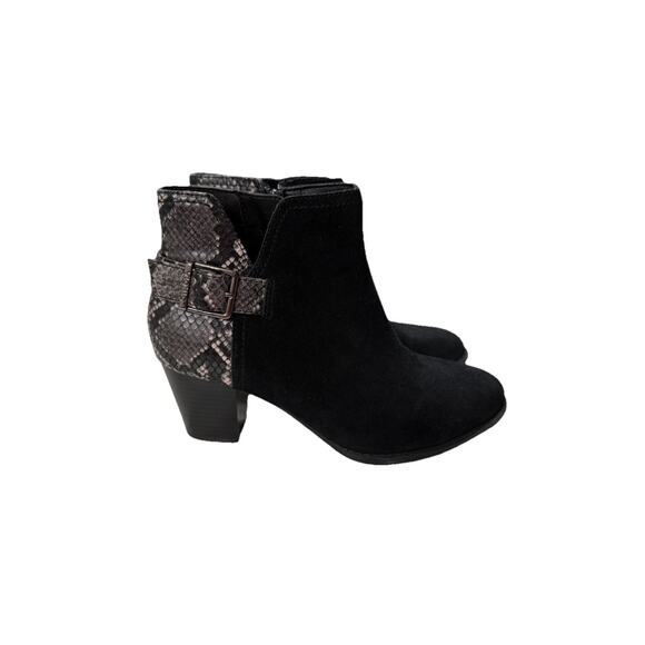 NWOB Vionic Naomi Women's Suede Snake-Print Water-Resistant Boots Black size 8 - Picture 1 of 9